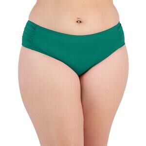 Becca Etc Plus Size Side-Shirred Hipster Bikini Bottoms Women's Swimsuit 14530